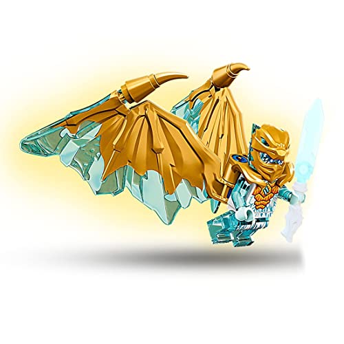 LEGO Ninjago Crystalized Golden Dragon Combo Set: Cole Jay Zane and Kai Minifigures with Weapons, Blue