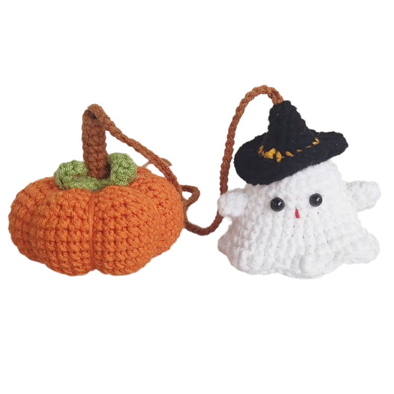 Crochet Pumpkin and Ghost Car Decor for Rear View Mirror