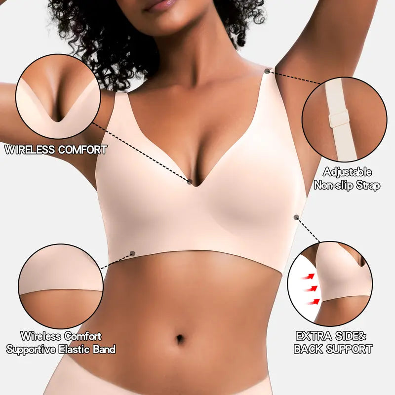 Full coverage wireless bra