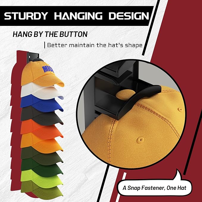 🧢 Hat Organizer Wall Rack – 2 Pack