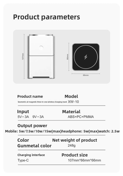 3-in-1 Foldable Magnetic Wireless Charging Station