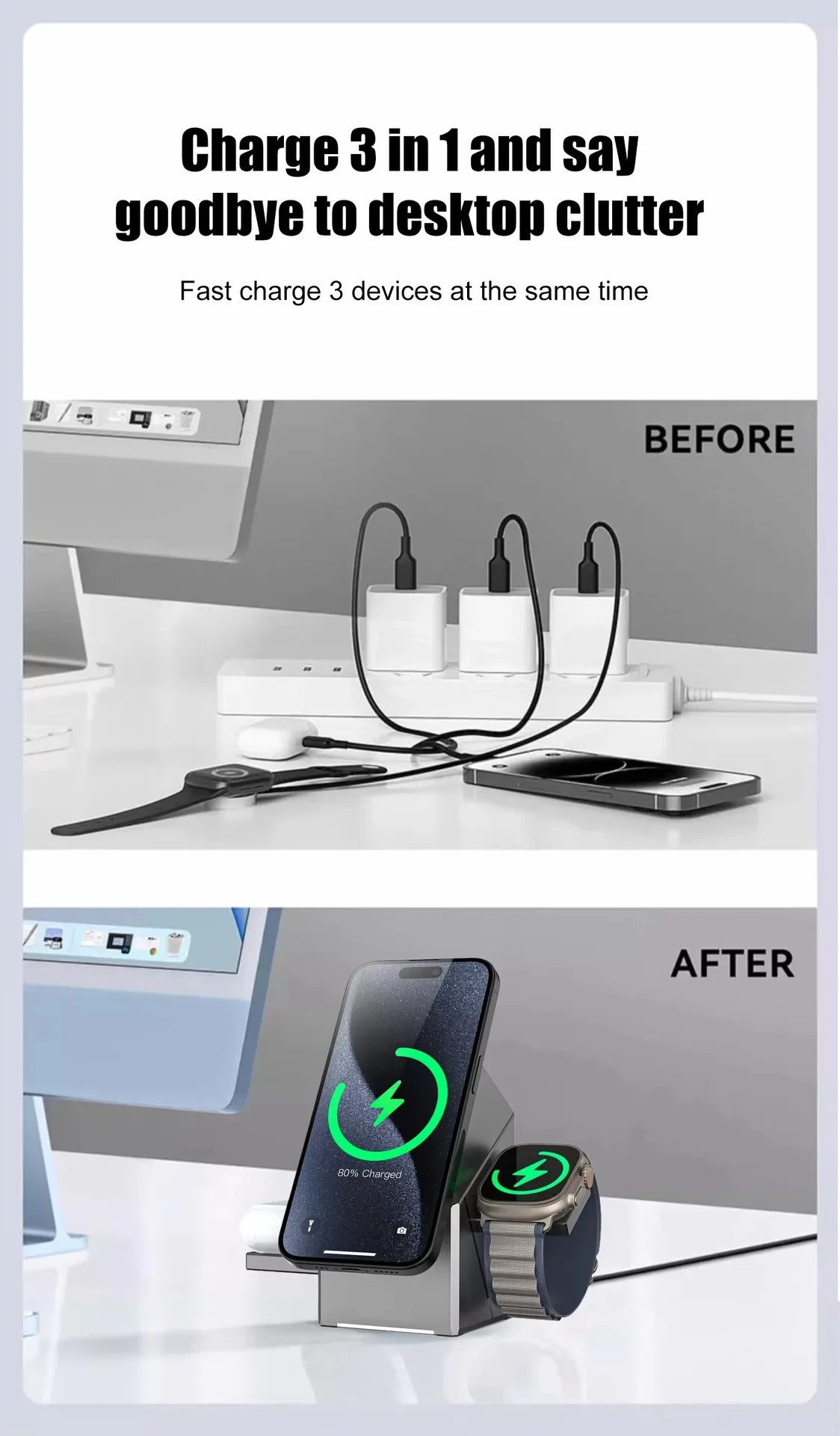 3-in-1 Foldable Magnetic Wireless Charging Station