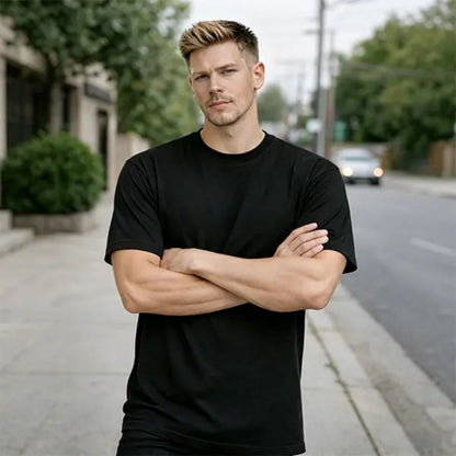12-Pack Men's Black Crew Neck T-Shirts – Soft Cotton Blend Tees