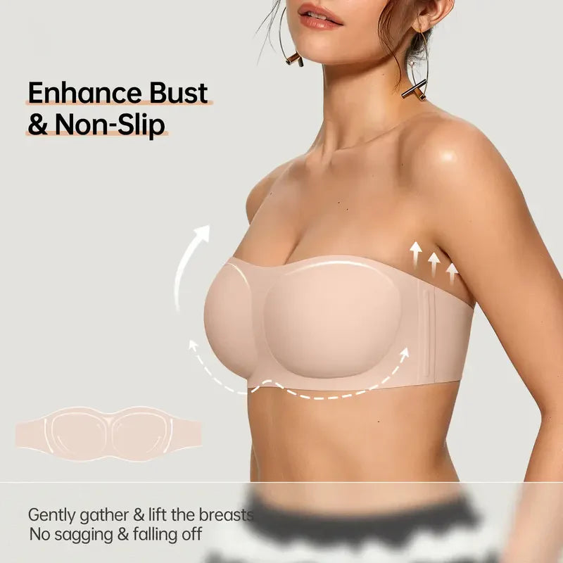 Final 3 Hours: 60%OFF🔥 Womens Strapless Bras Push Up Bandeau Bra