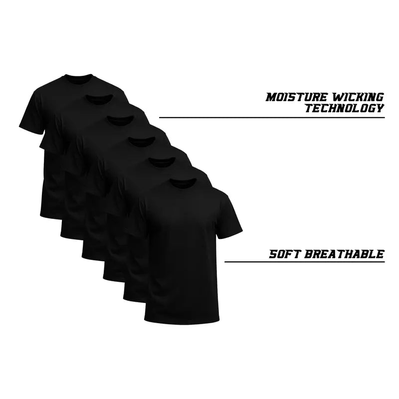 12-Pack Men's Black Crew Neck T-Shirts – Soft Cotton Blend Tees