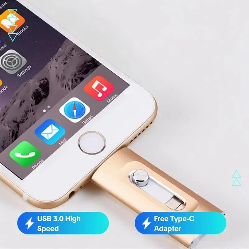 ⚡3 in 1 Flash Drive, Portable High Speed USB 3.0 Memory Storage