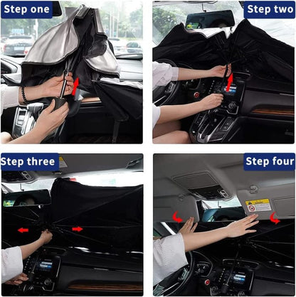 ☂️ Umbrella Windshield Sun Shade – Foldable UV & Heat Protection for Cars