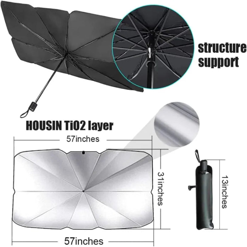 ☂️ Umbrella Windshield Sun Shade – Foldable UV & Heat Protection for Cars