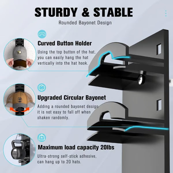 🧢 Hat Organizer Wall Rack – 2 Pack